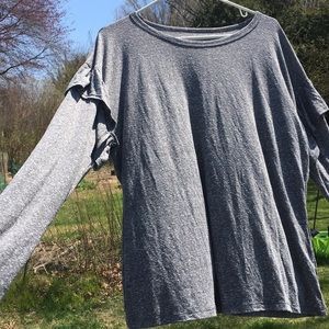 grey long sleeve shirt. cute sleeves